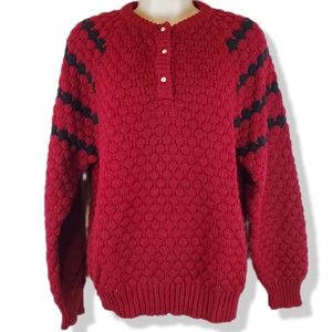 Vintage Womens Cherry Stix Holiday Christmas Red Winter Sweater Size L 80s